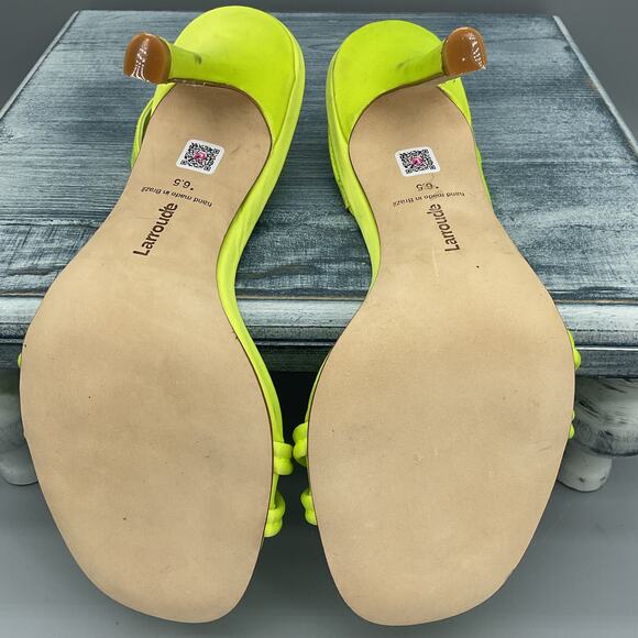 NEW Larroudé Women’s Annie Slingback Stiletto Sandals Yellow Size 6.5 - Picture 8 of 10